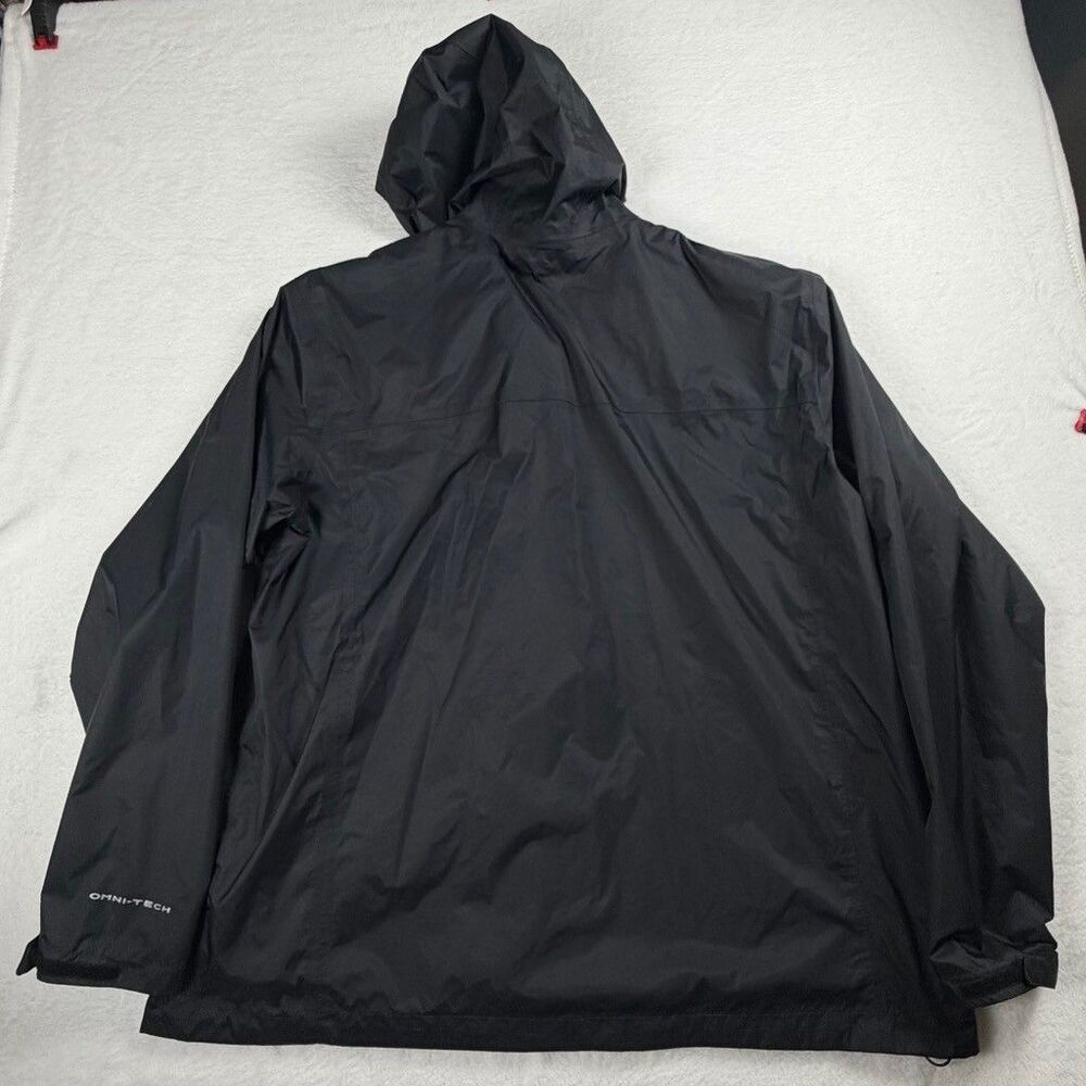 Columbia Omni-Tech Rain Jacket Mens XXL Black Hooded Waterproof Shell - Picture 10 of 11